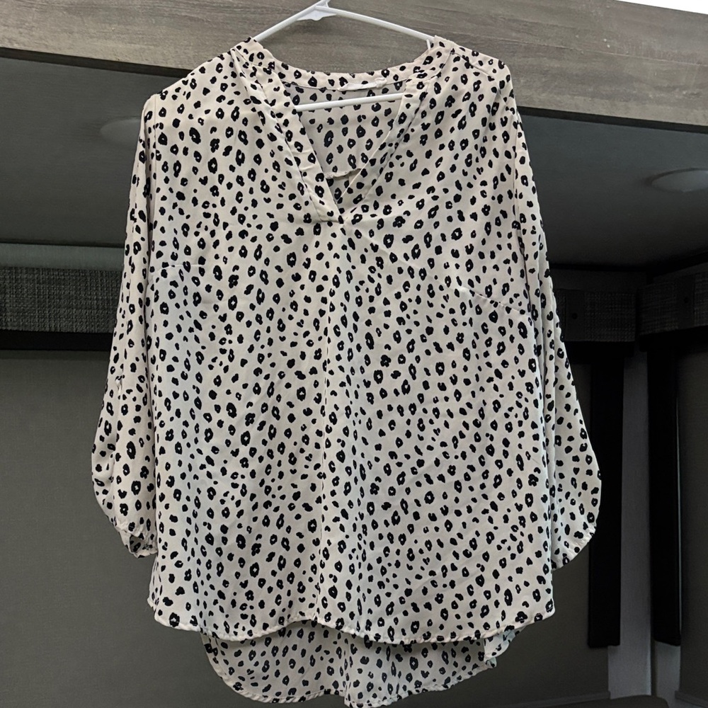Lush Black and Cream Leopard Print Blouse